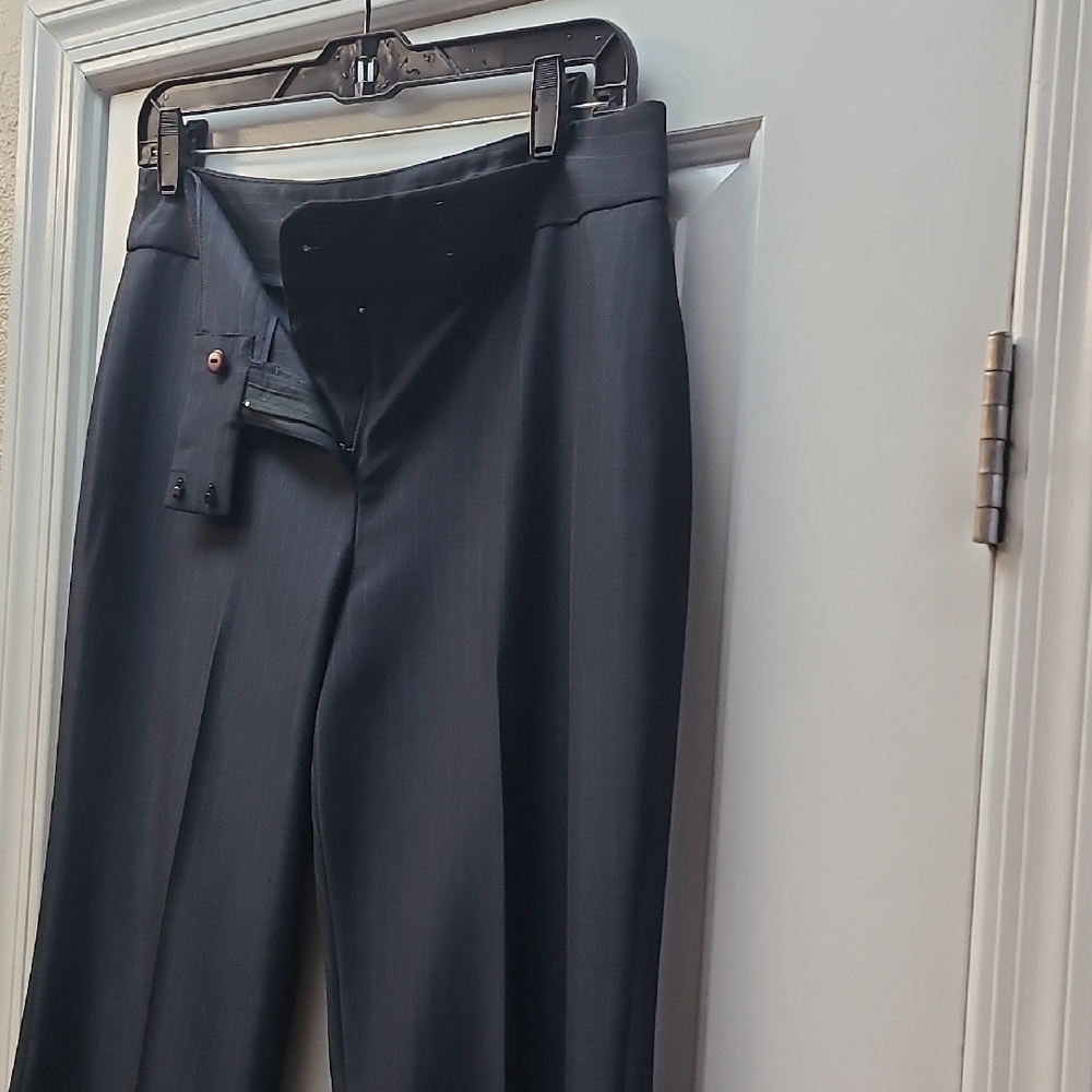 EXPRESS CORRESPONDENT Gorgeous Pinstrip Sheen Pants Dark Grey